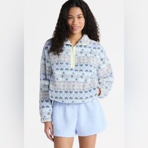 No Boundaries Soft Fleece Fair Isle Geometric 1/2 Zip Comfy Sweater Size Large